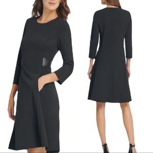 NWT DKNY Black Long Sleeve Above The Knee Dress SZ 4